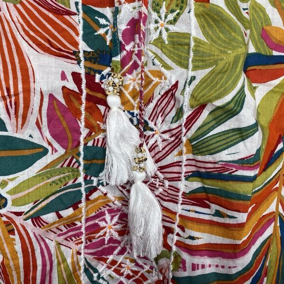 C&C CALIFORNIA Womens Blouse V Neck Tie Tassel Embroidered Long Sleeves Floral S - Picture 4 of 9